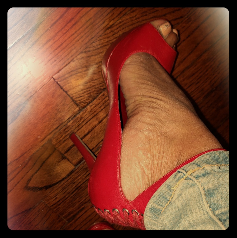 BEBE RED HIGH HEELS